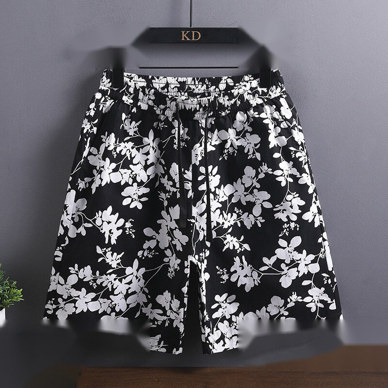 Men's Premium Cotton Hawaiian Floral Beach Shorts