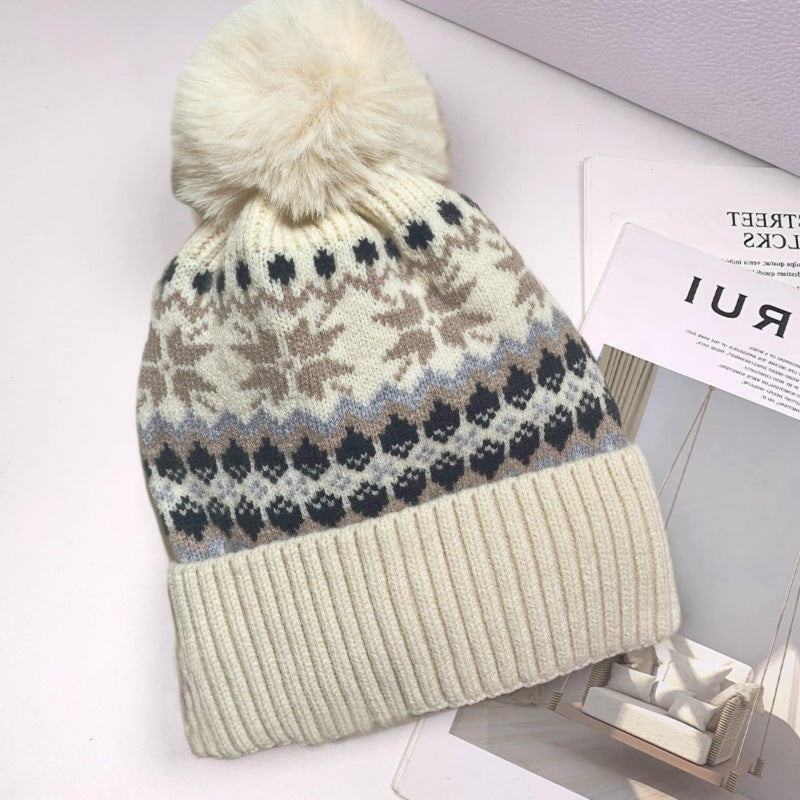 Fleece-Lined Knit Beanie with Pom-Pom - Women's Winter Hat