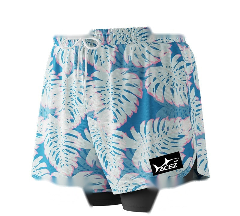 Men's Quick-Dry Double-Layer Swim Trunks - Loose Fit Beach Shorts