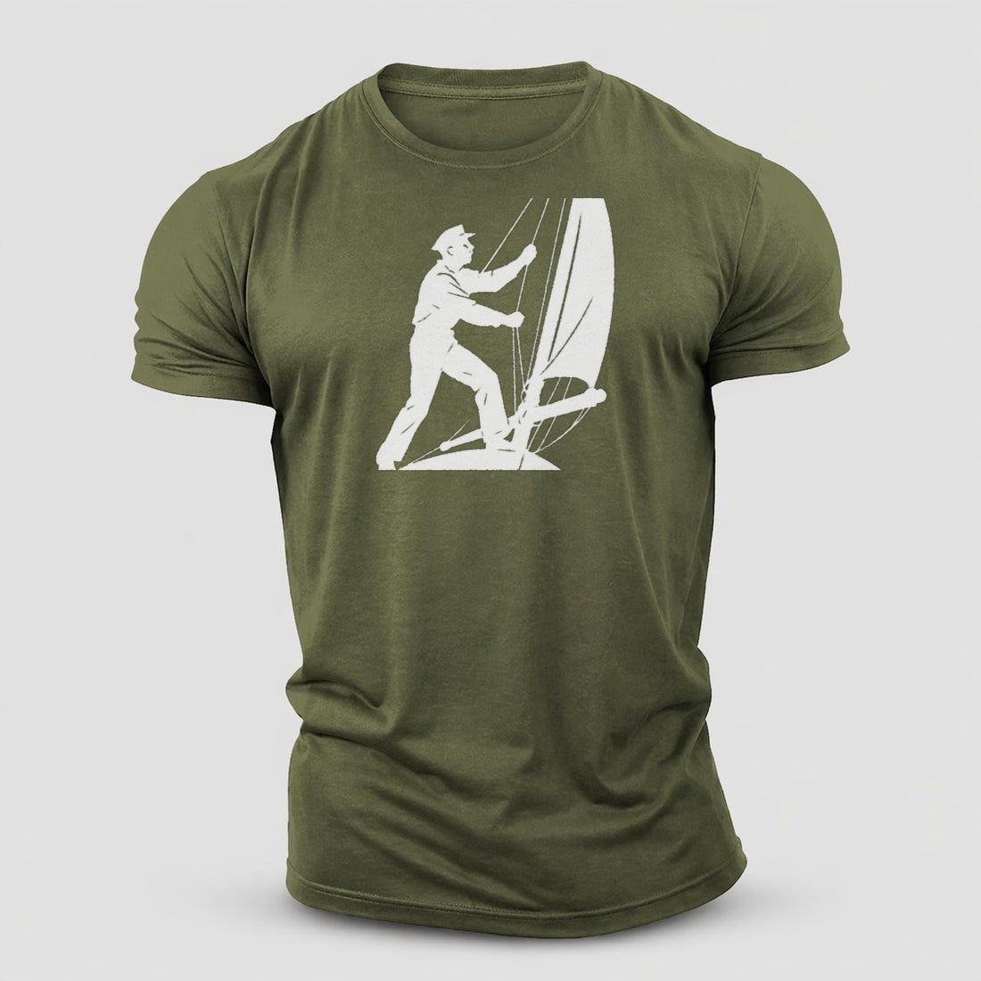 Sailor Adjusting The Boom On A Sailboat Cotton T-Shirt