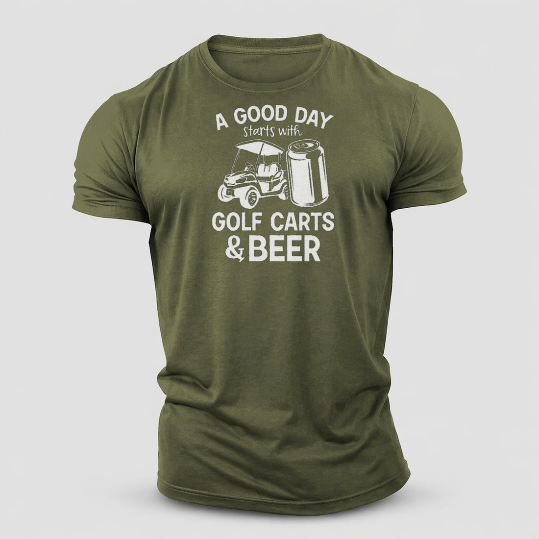 A Good Day Starts With Golf Carts And Beer Cotton T-Shirt