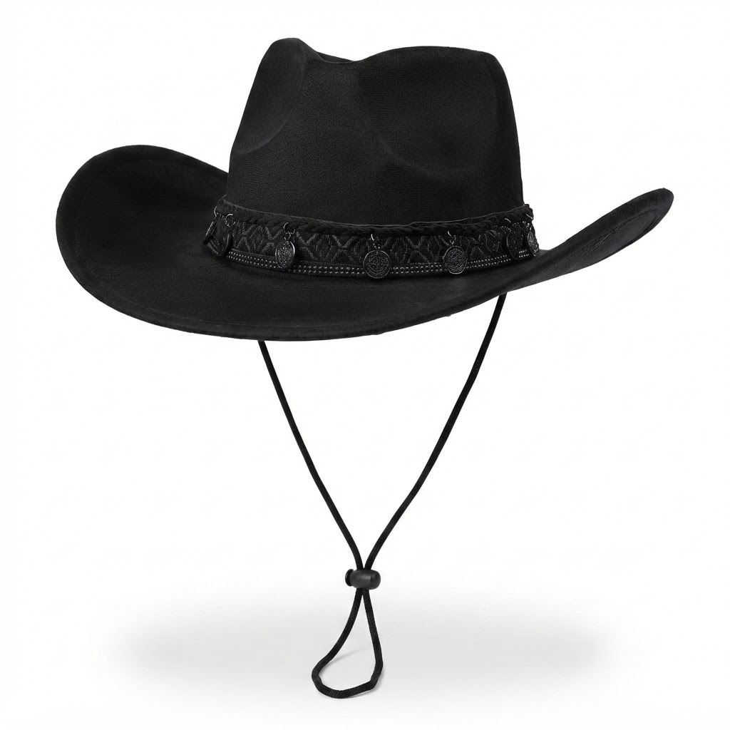 Retro Wide-Brim Cowboy Hat for Sun Protection