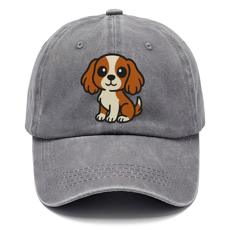 Cavalier King Charles Spaniel Blenheim Colored Sitting Pose Portrait Design Classic Cap