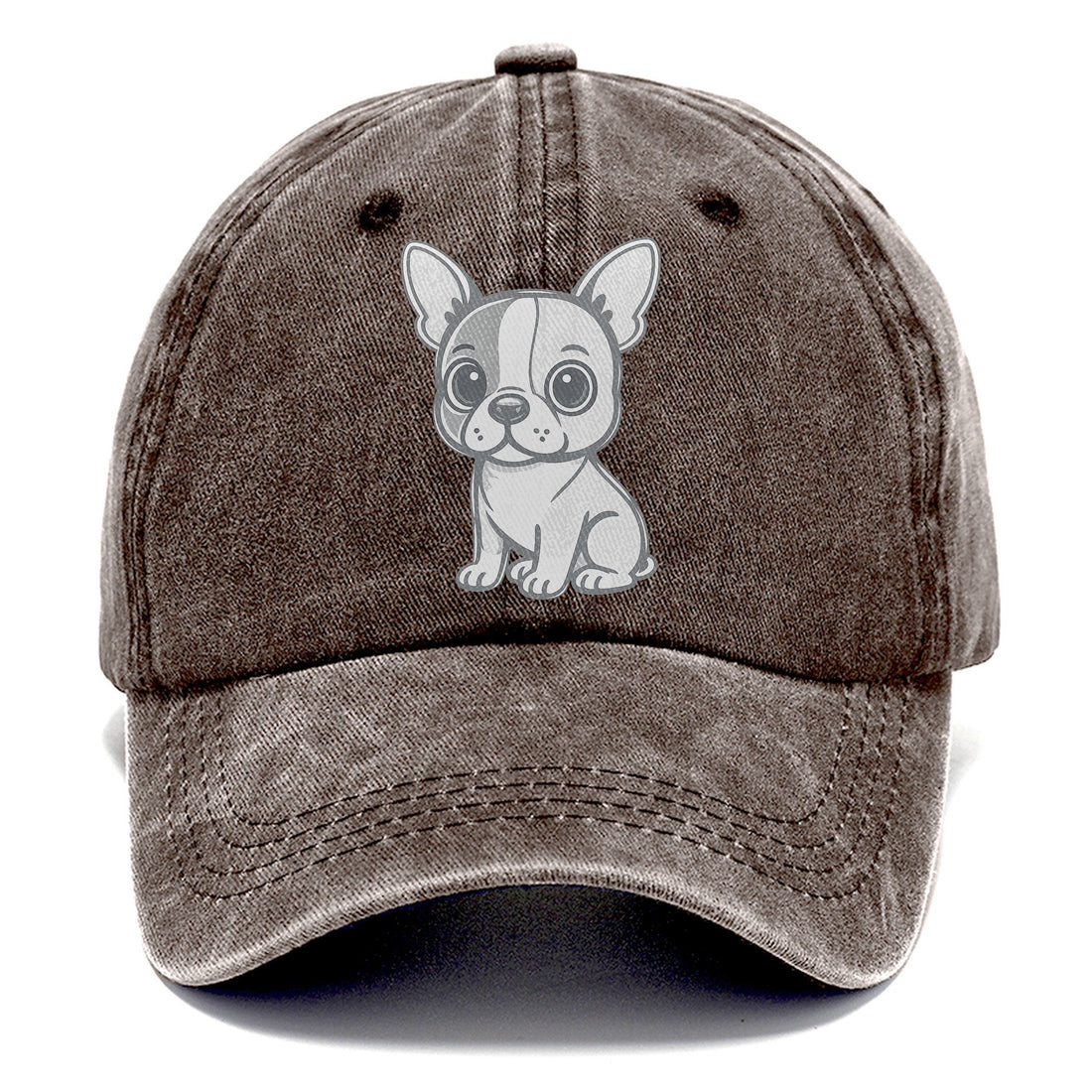 Boston Terrier Black And White Sitting Pose With Tuxedo Markings Portrait Design Classic Cap