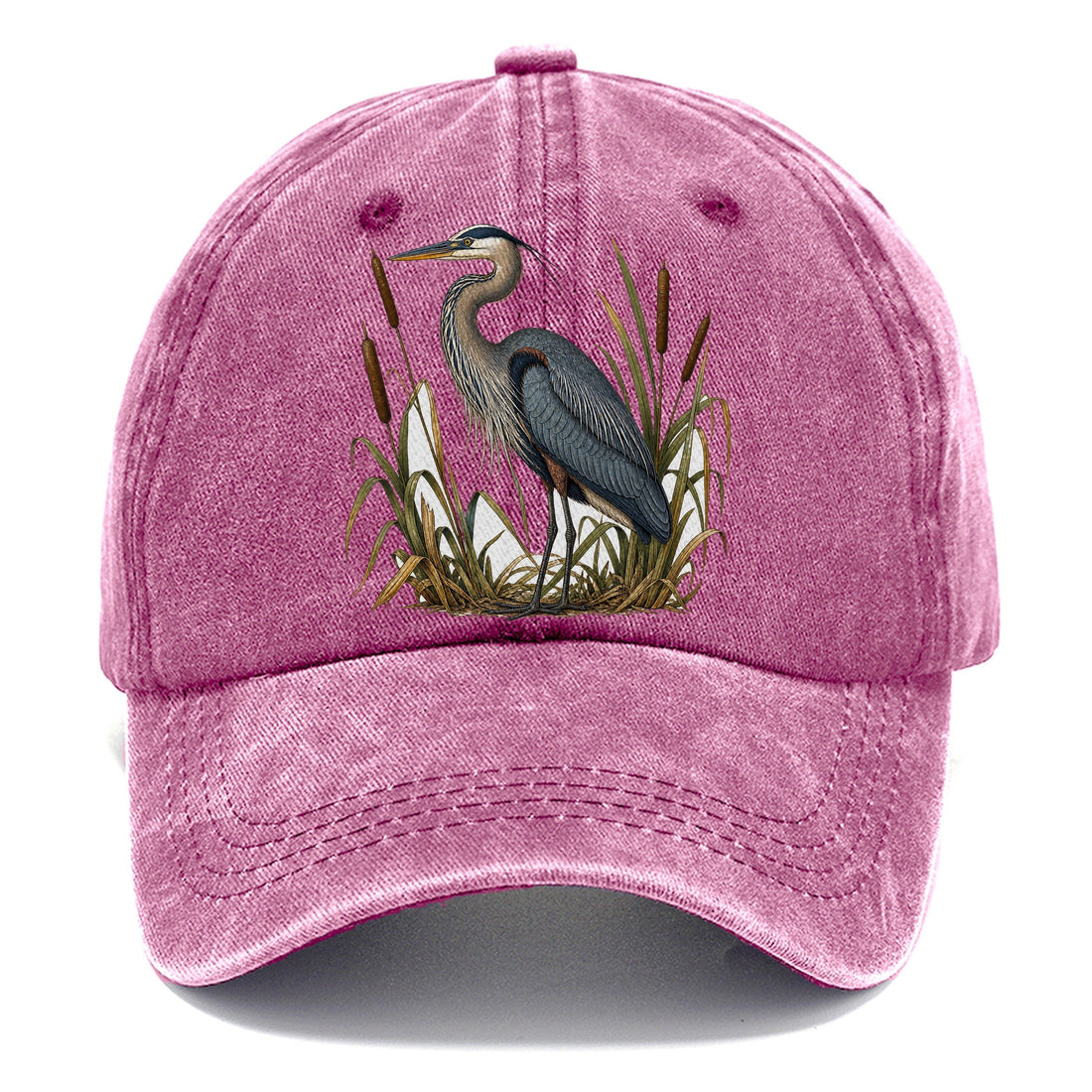 Heron Standing Still Among Cattails Slate Classic Cap