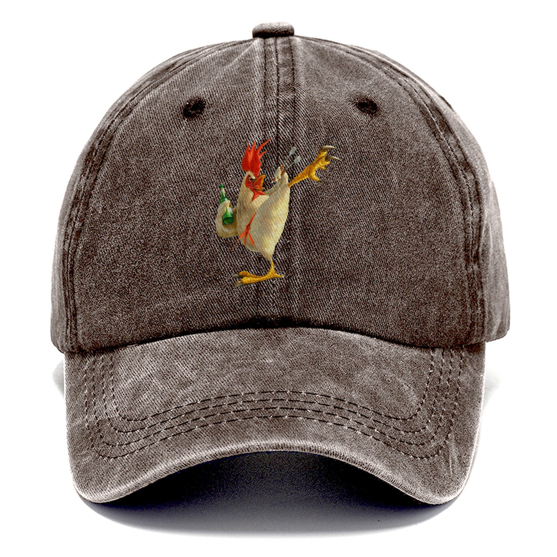 Rooster Printed Unisex Baseball Cap Solid Color Washed Distressed Casual Sports Hats Lightweight Adjustable Dad Hat For Women & Men Classic Cap