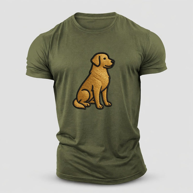 Golden Retriever Contemporary Geometri Cotton T-Shirt