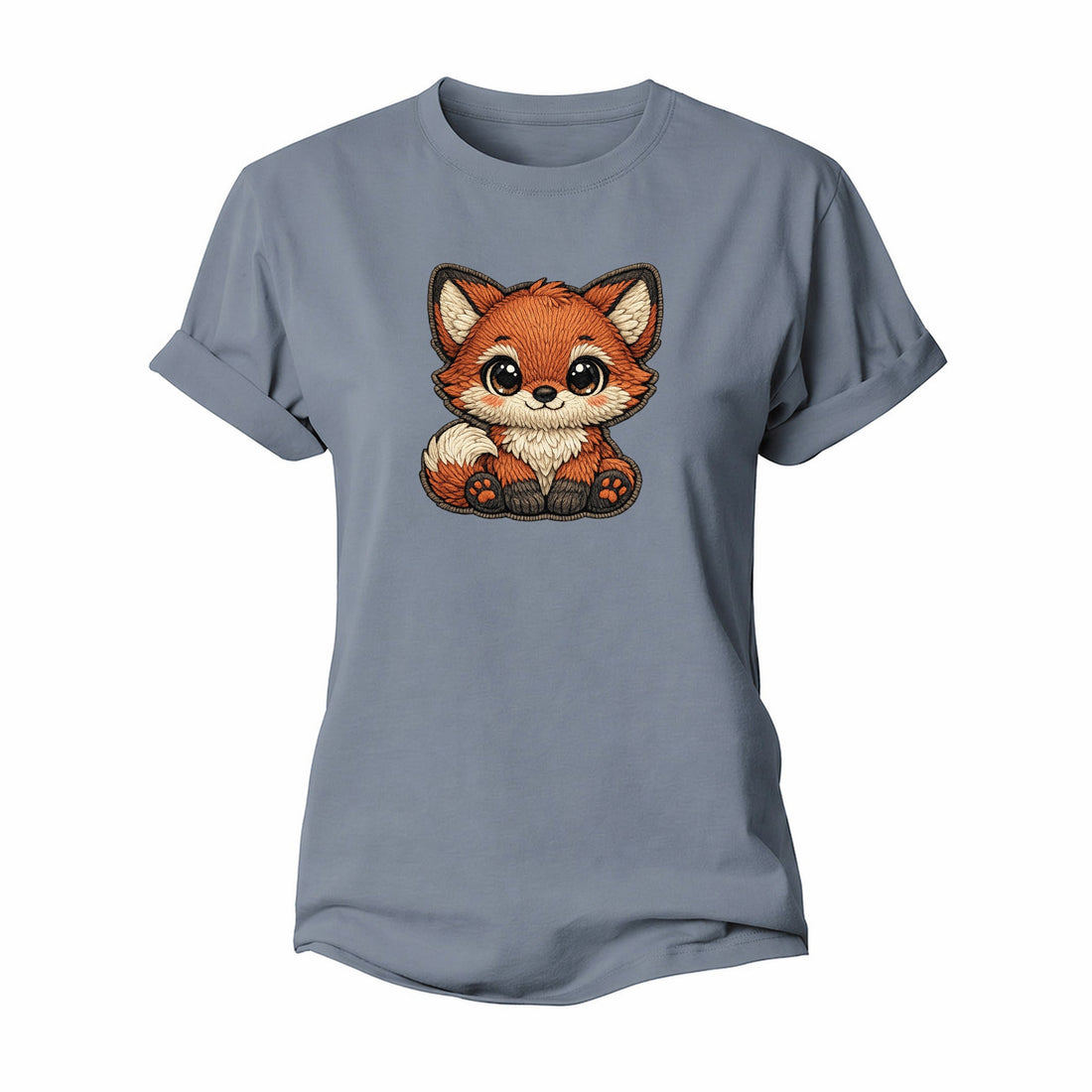 Baby Fox Kit Plush Embroidered Keepsake Women's Cotton T-Shirt