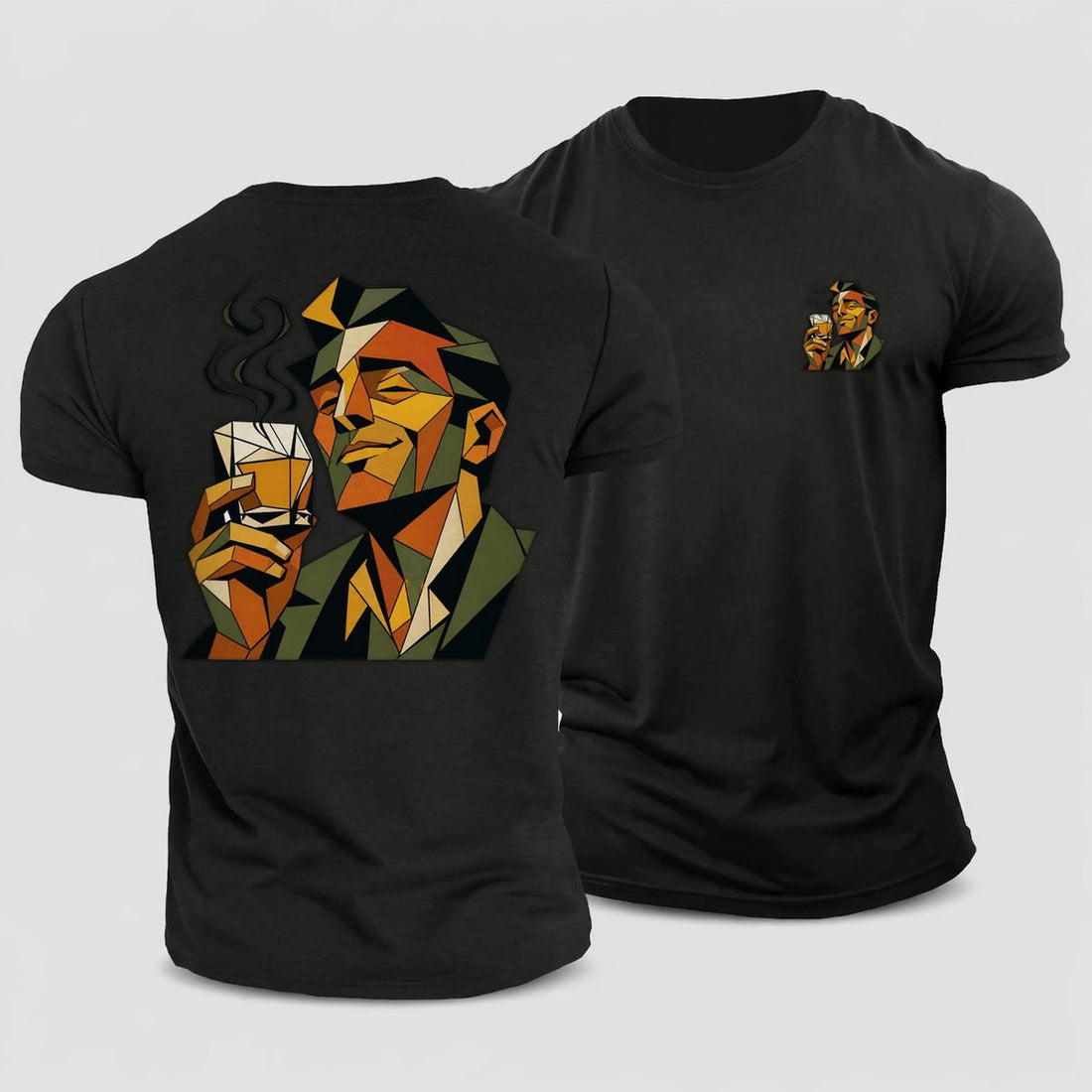 Cubist Whiskey Portrait Cotton T-Shirt