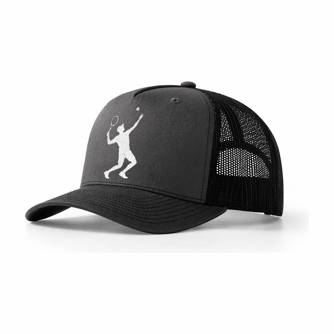 Tennis Player Serving Powerful Shot Trucker Hat