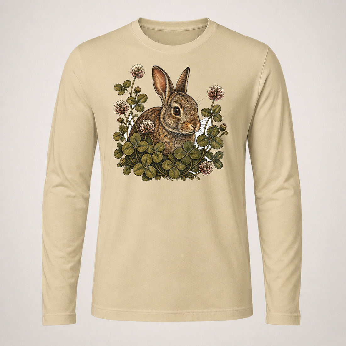Cottontail Threaded Through Clover Hair Buff Long Sleeve T-Shirt