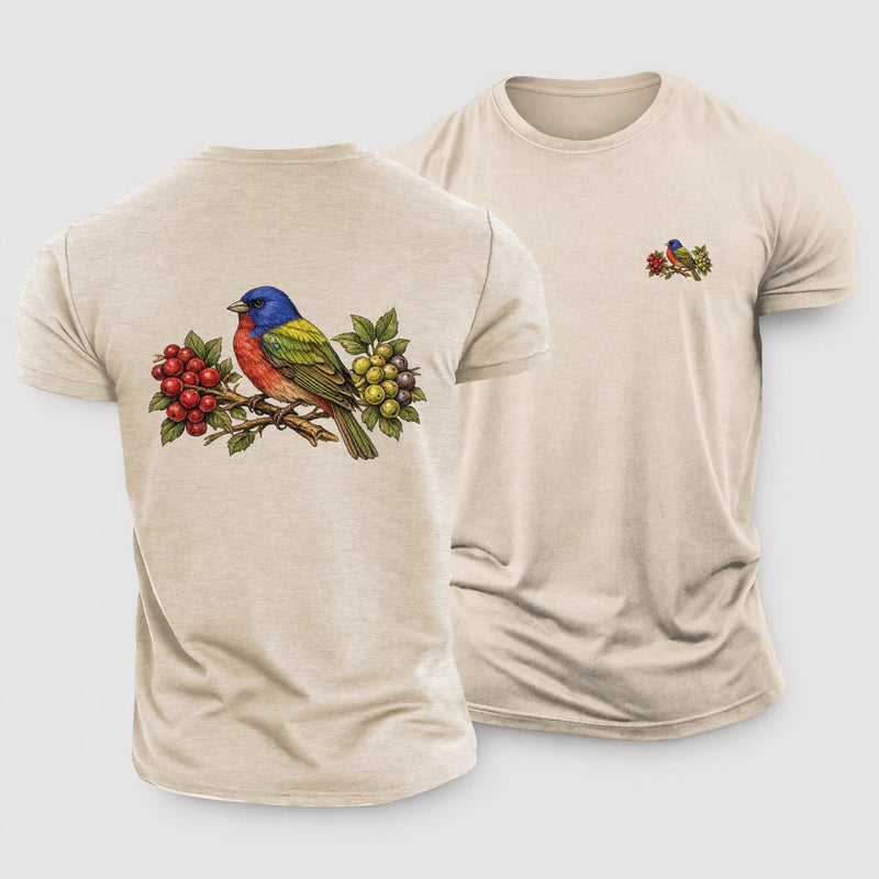Painted Bunting Jewel Plumage Muted Through Cotton T-Shirt