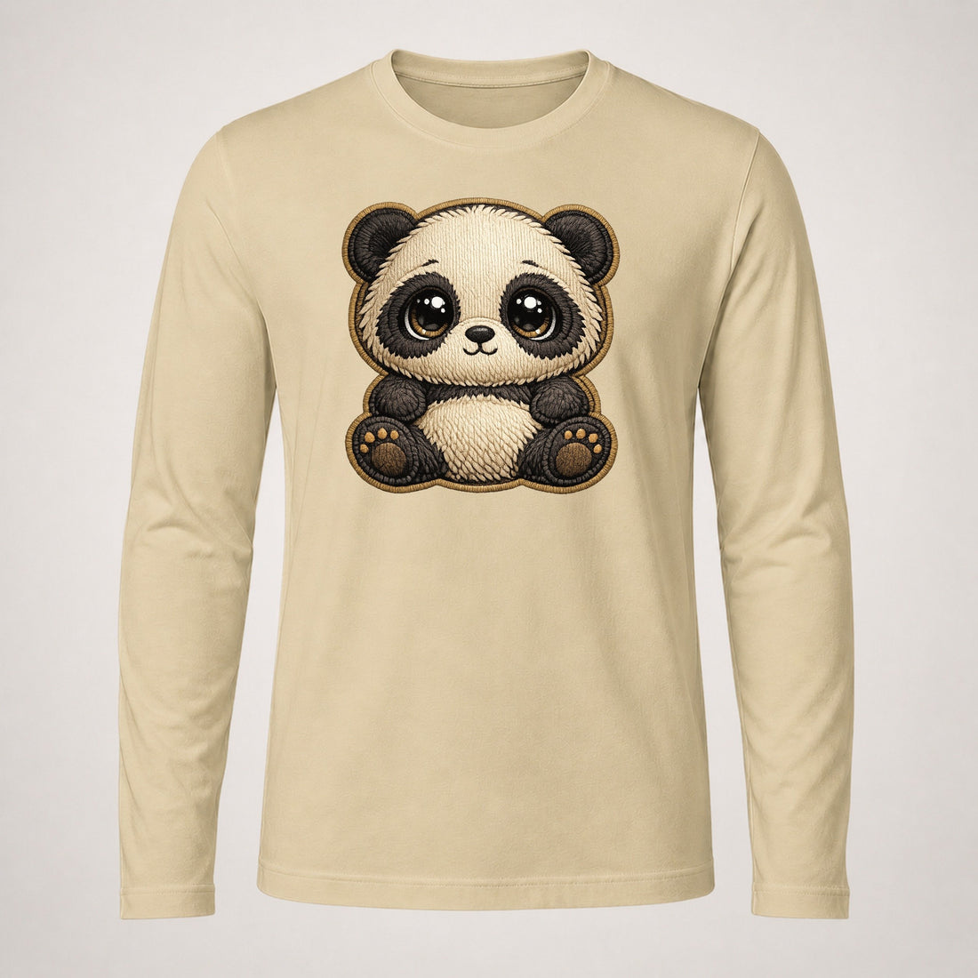 Baby Giant Panda Cub Plush Embroidered Long Sleeve T-Shirt