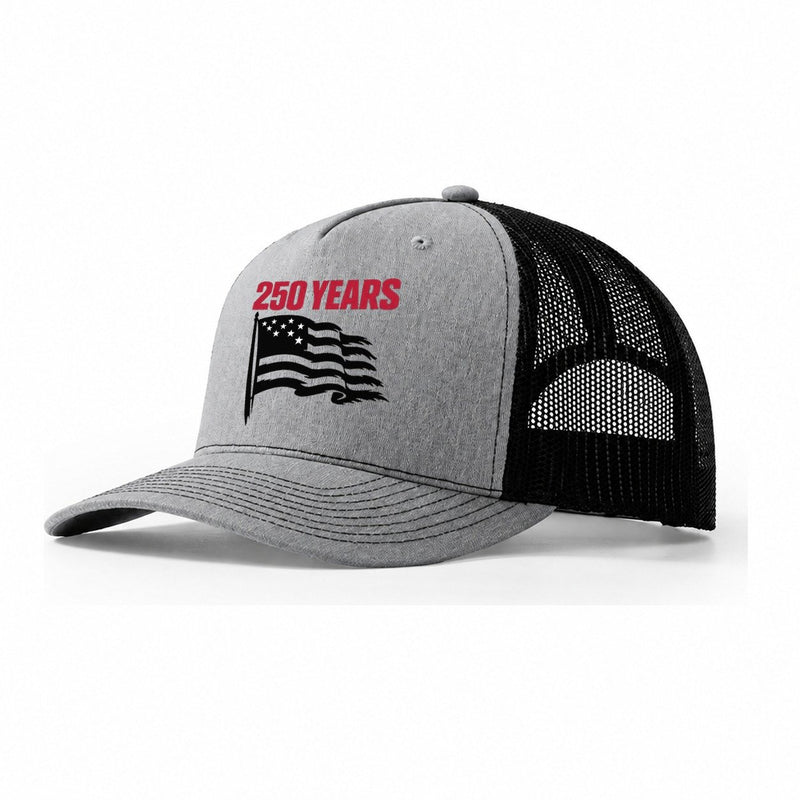 Single Weathered American Flag Silhouette 250 Trucker Hat