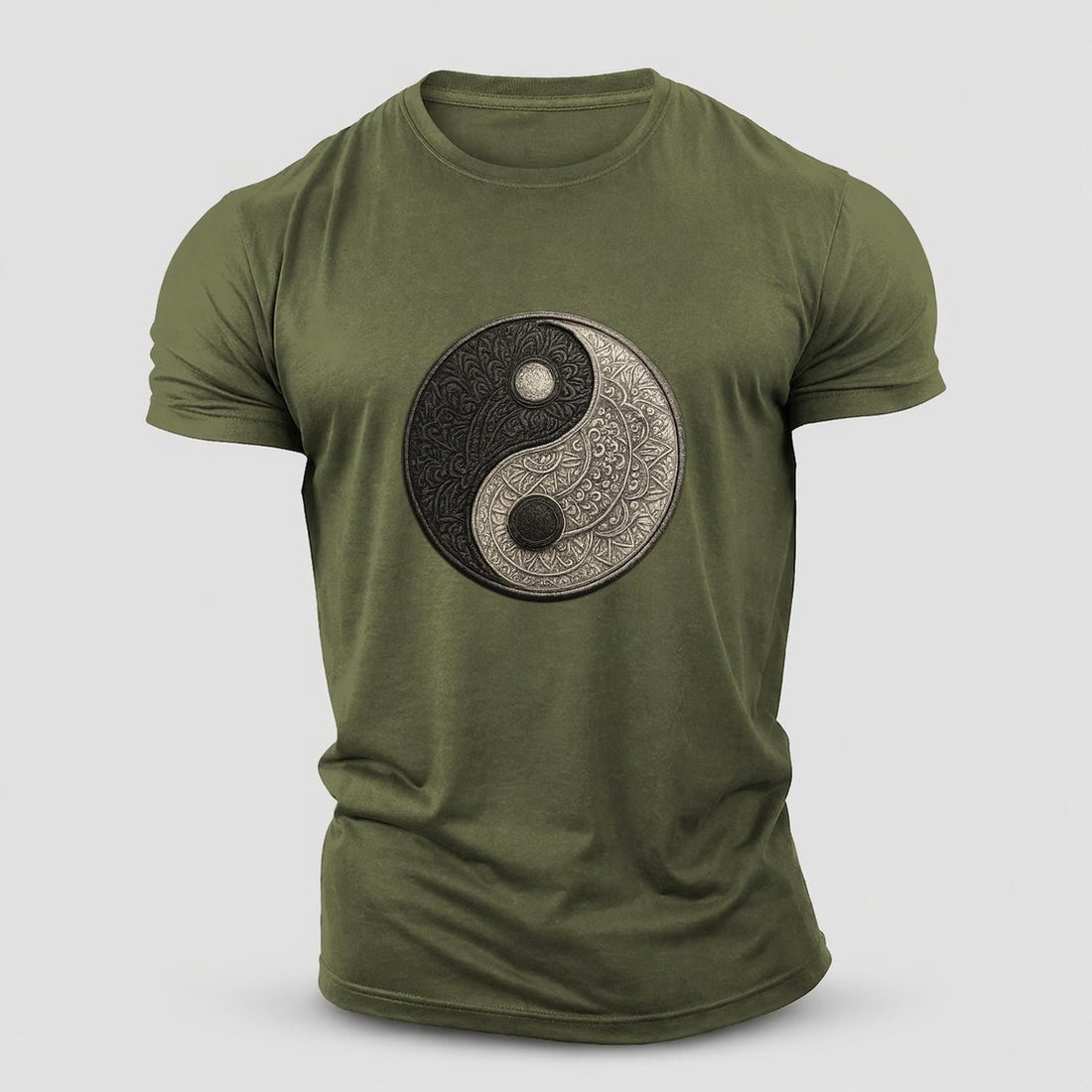 Mandala Yin Yang Pattern Cotton T-Shirt