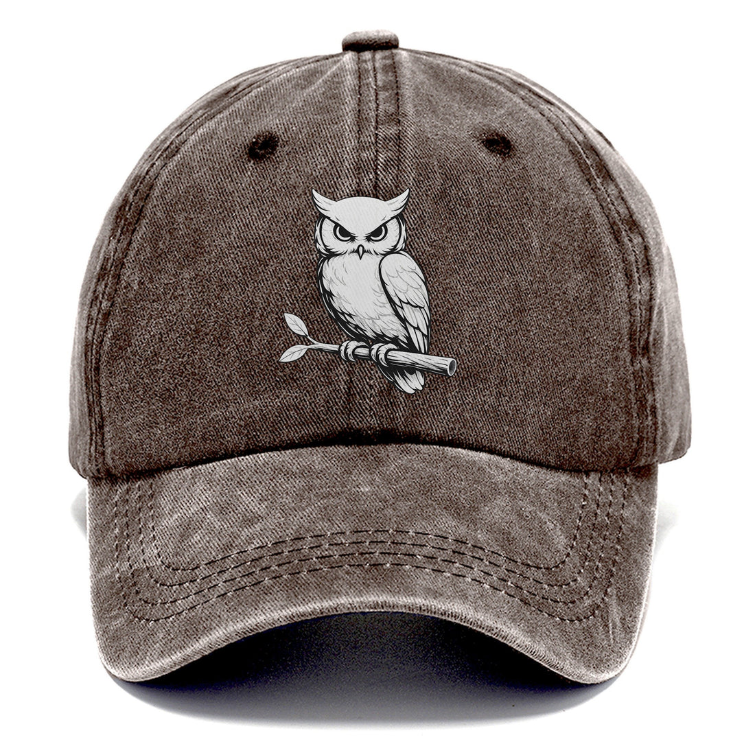 Owl Perched On Branch At Night Classic Cap