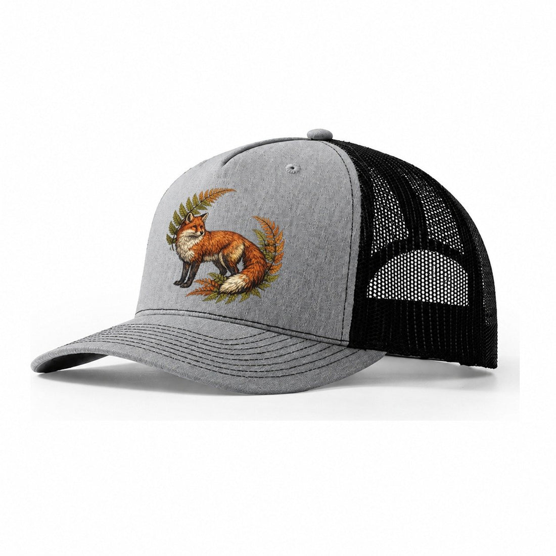 Fox Profile Threaded Through Autumn Ferns Trucker Hat