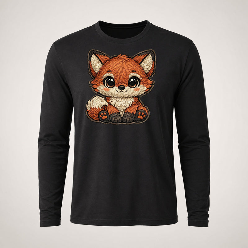Baby Fox Kit Plush Embroidered Keepsake Long Sleeve T-Shirt