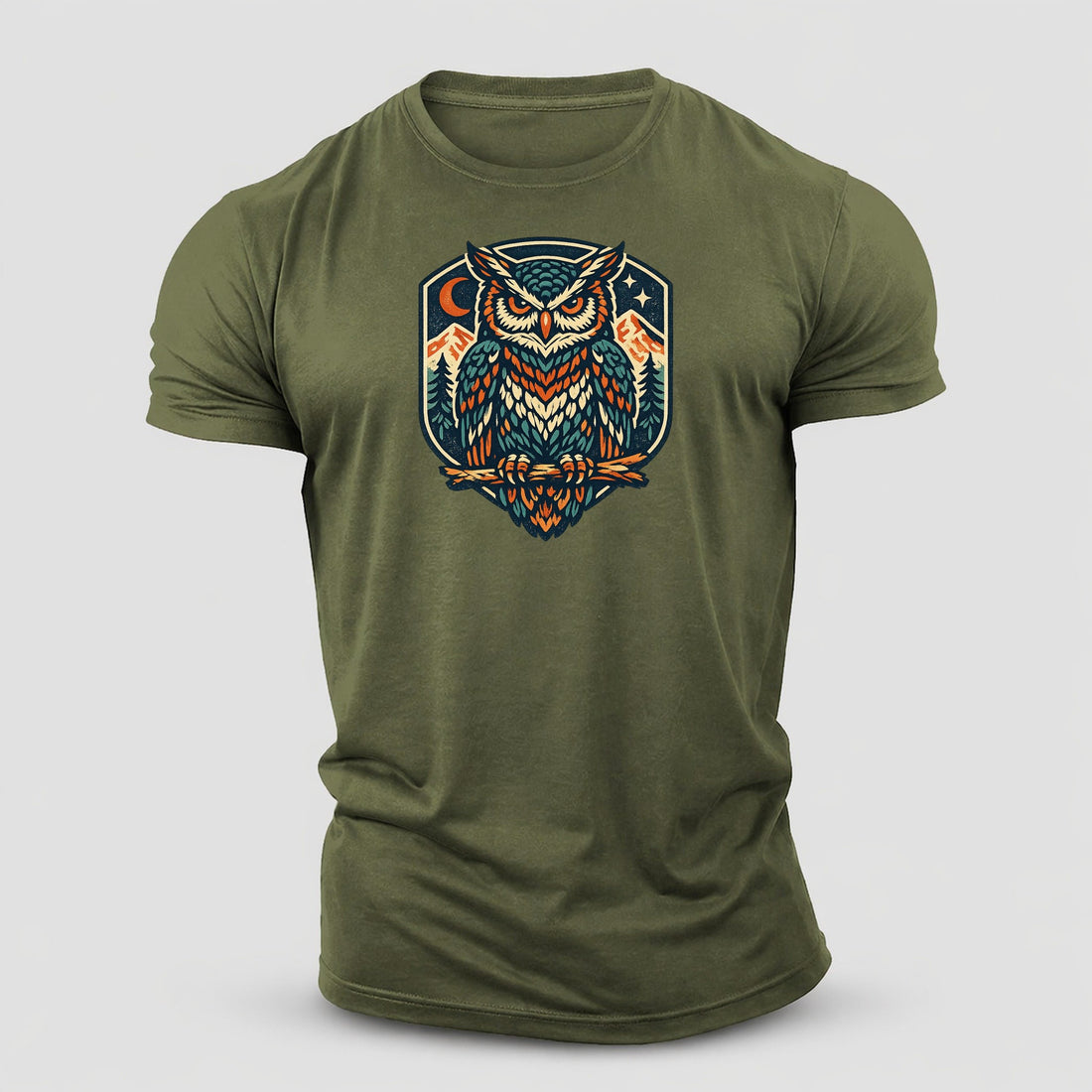 Owl Heritage Teal Cotton T-Shirt