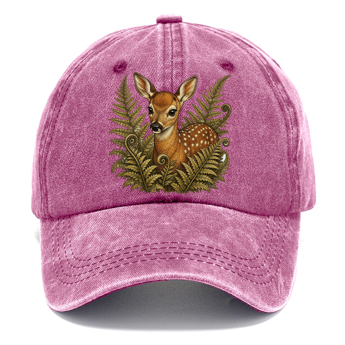 Fawn Peering Through Ferns Spots Cream Classic Cap