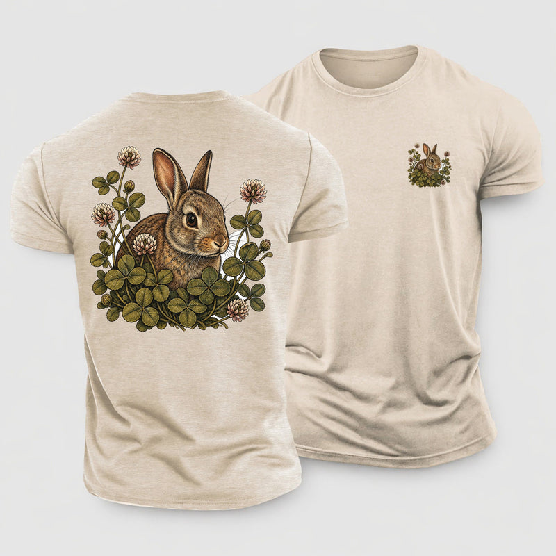 Cottontail Threaded Through Clover Hair Buff Cotton T-Shirt