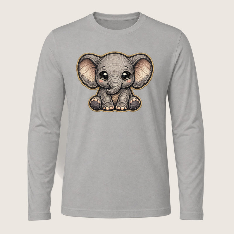Baby Elephant Calf Plush Embroidered Keepsake Long Sleeve T-Shirt