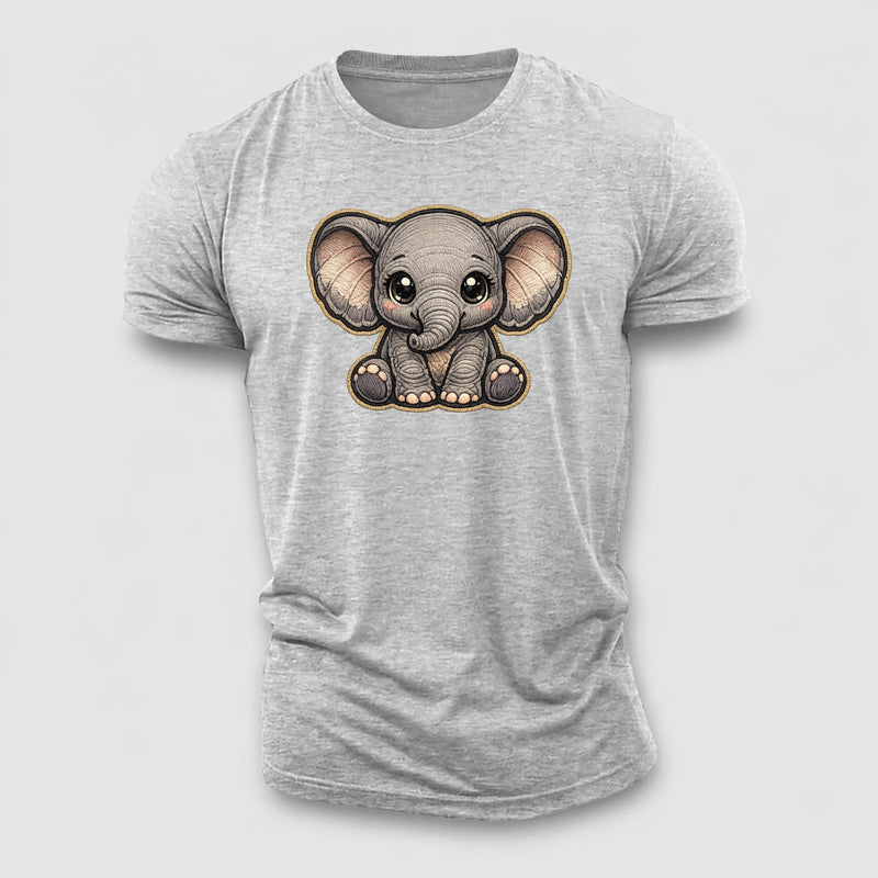Baby Elephant Calf Plush Embroidered Keepsake Cotton T-Shirt