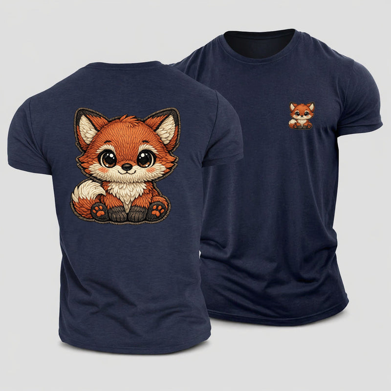 Baby Fox Kit Plush Embroidered Keepsake Cotton T-Shirt
