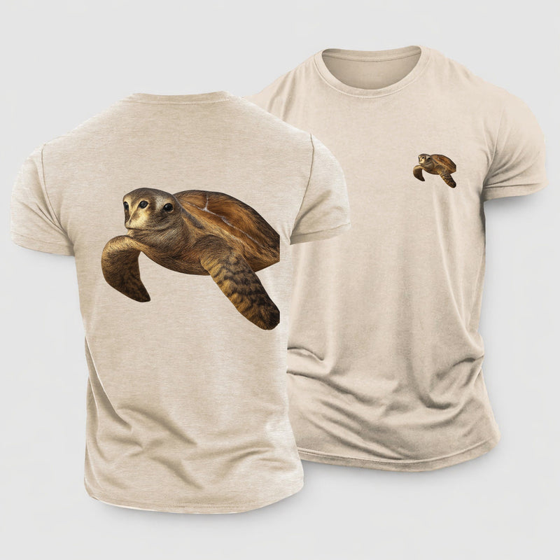 Sea Turtle Portrait Design Cotton T-Shirt