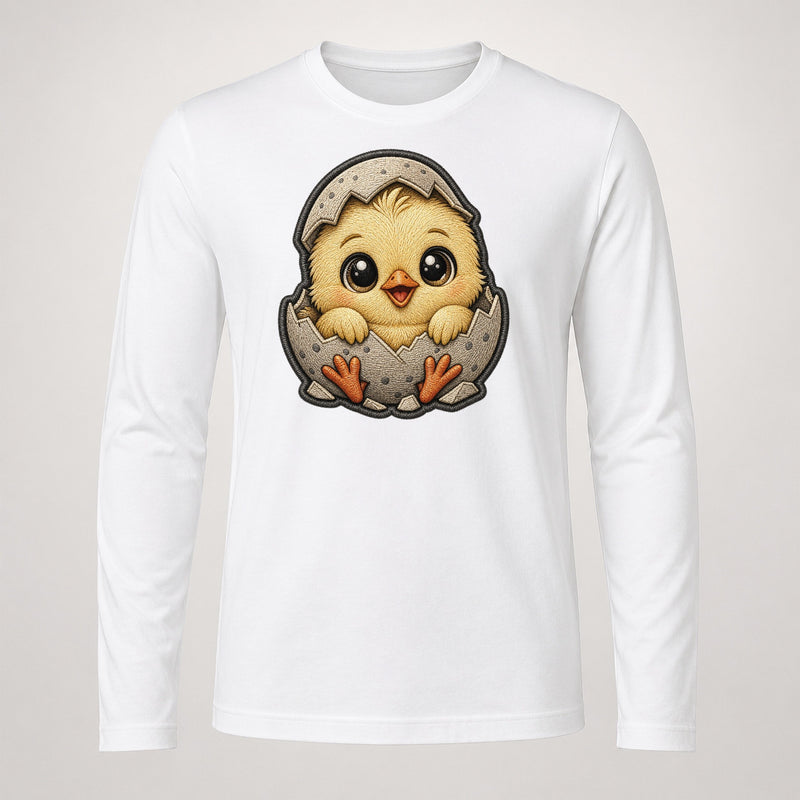 Freshly Hatched Baby Chick Plush Embroidered Long Sleeve T-Shirt