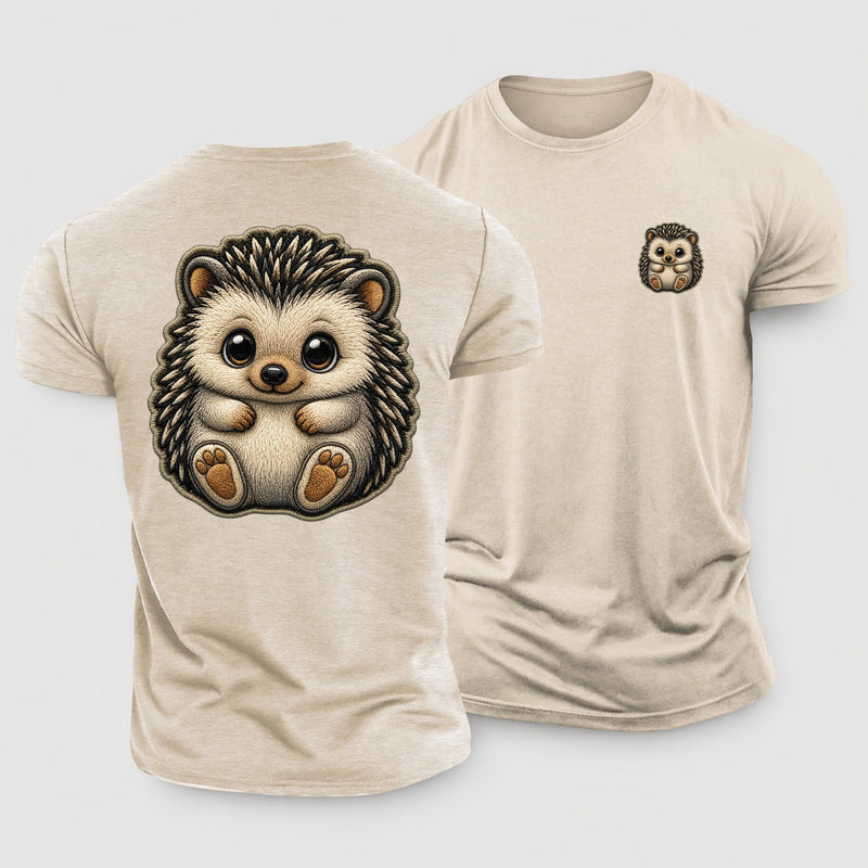 Baby Hedgehog Plush Embroidered Keepsake Patch Cotton T-Shirt