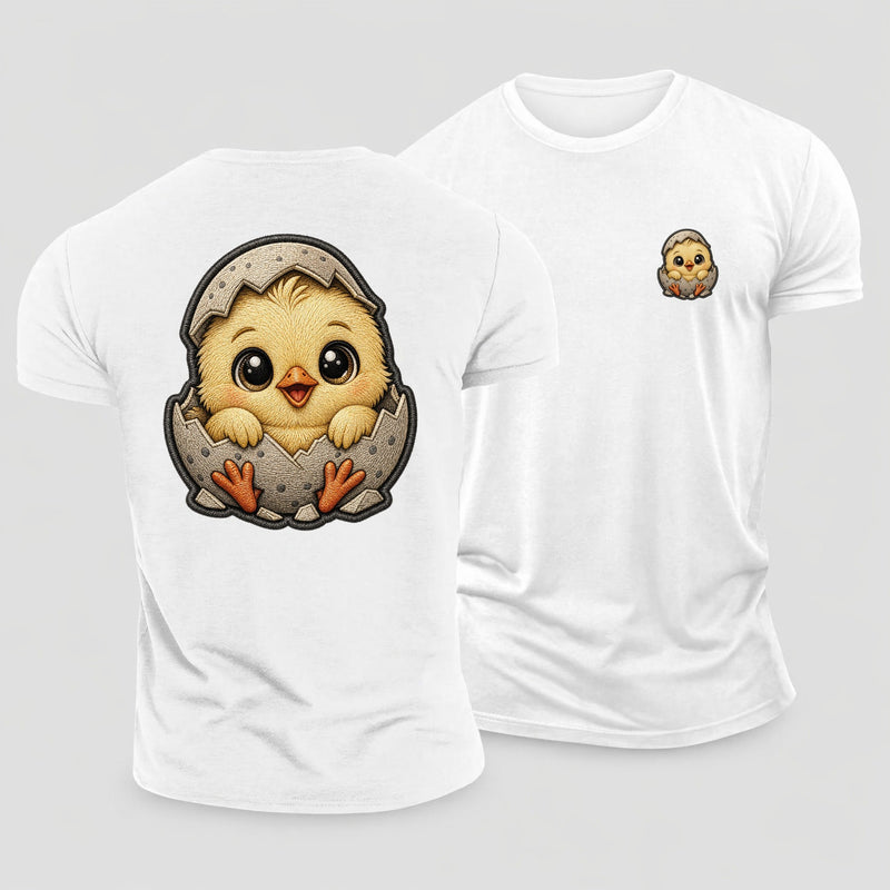Freshly Hatched Baby Chick Plush Embroidered Cotton T-Shirt