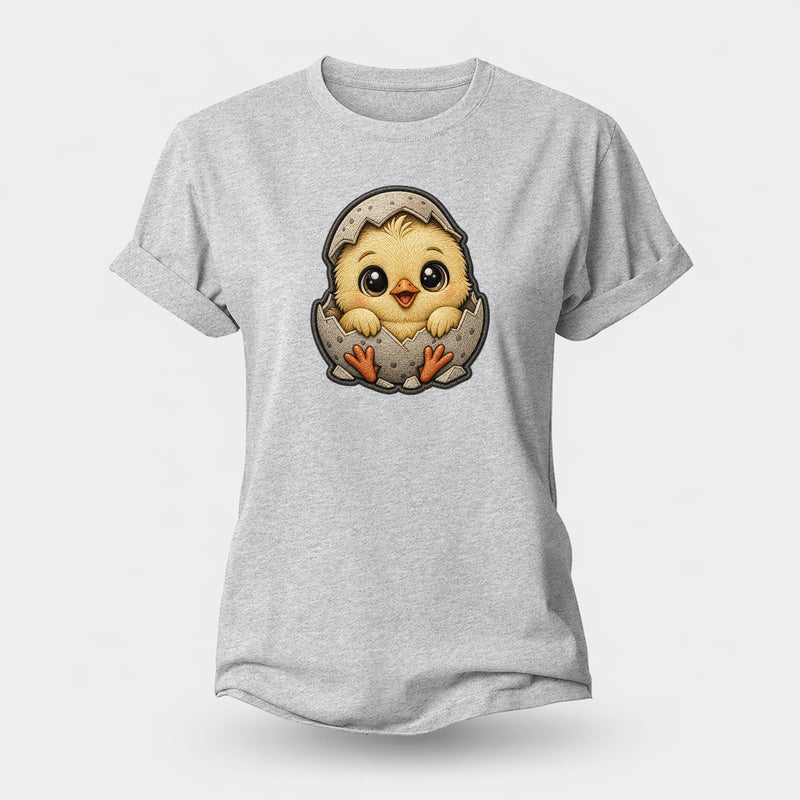 Freshly Hatched Baby Chick Plush Embroidered Women's Cotton T-Shirt