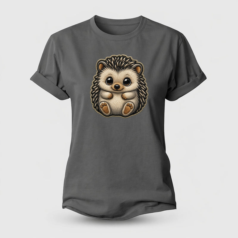 Baby Hedgehog Plush Embroidered Keepsake Patch Women's Cotton T-Shirt
