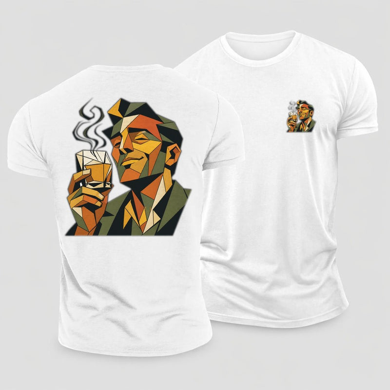 Cubist Whiskey Portrait Cotton T-Shirt