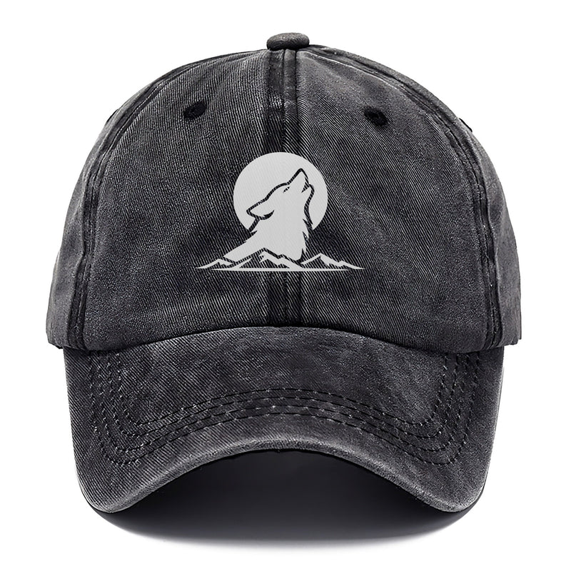 Howling Wolf Against Moon Rising Mountain Classic Cap