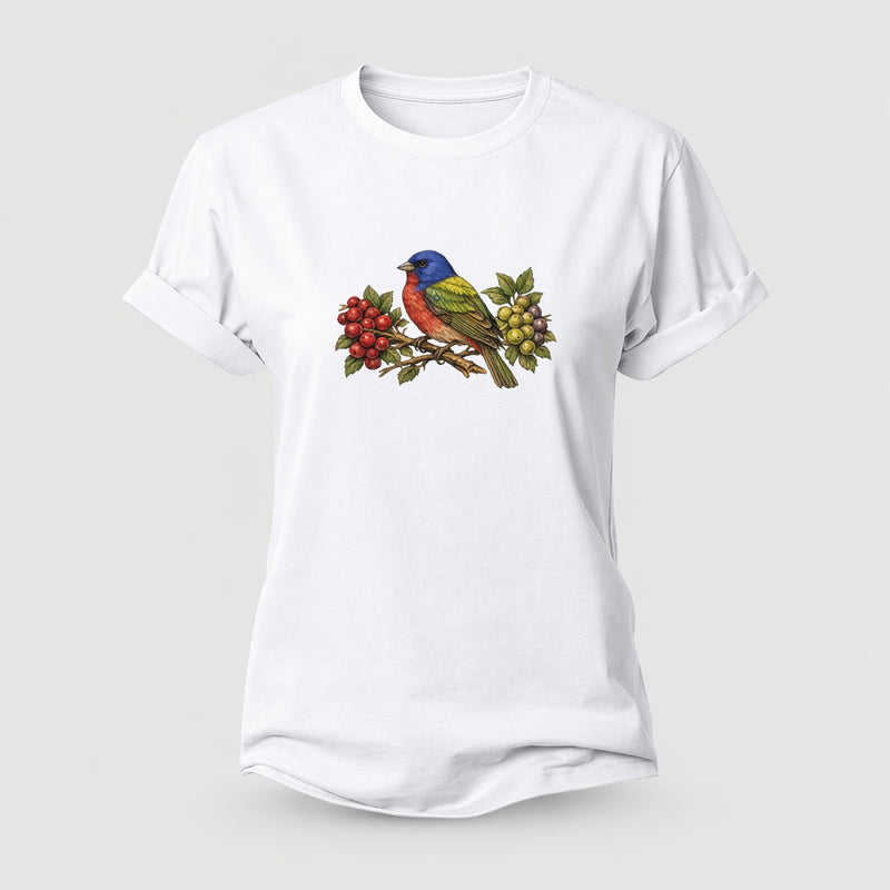 Painted Bunting Jewel Plumage Muted Through Women's Cotton T-Shirt