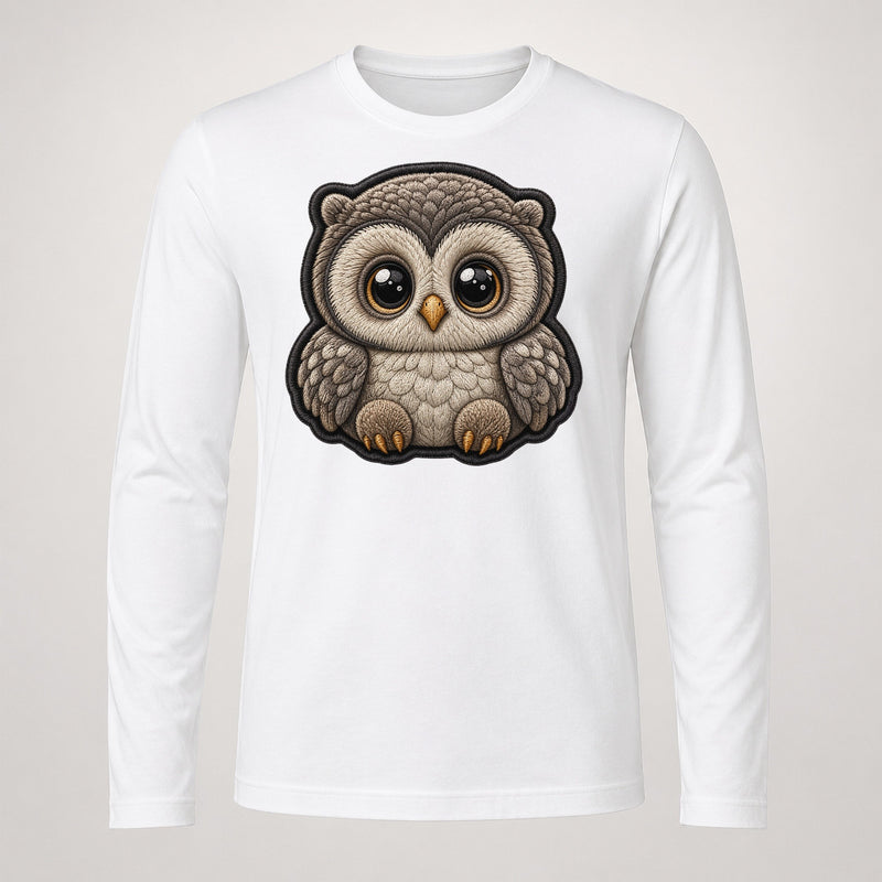 Baby Owlet Plush Embroidered Keepsake Patch Long Sleeve T-Shirt