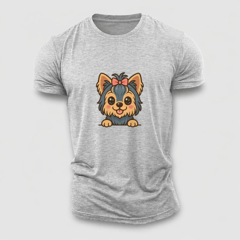 Yorkshire Terrier Modern Tiny Dog Logo Cotton T-Shirt