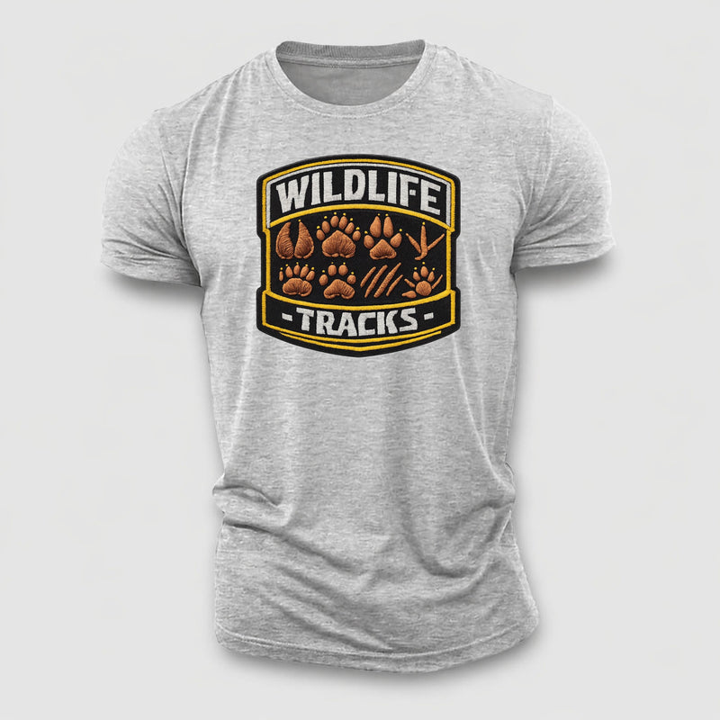 Wildlife Tracks - Animal Footprints In Brown, Tracker Cotton T-Shirt