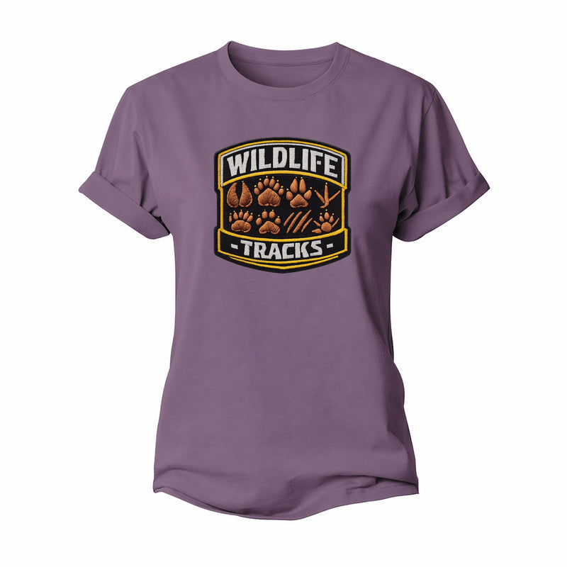 Wildlife Tracks - Animal Footprints In Brown, Tracker Cotton T-Shirt