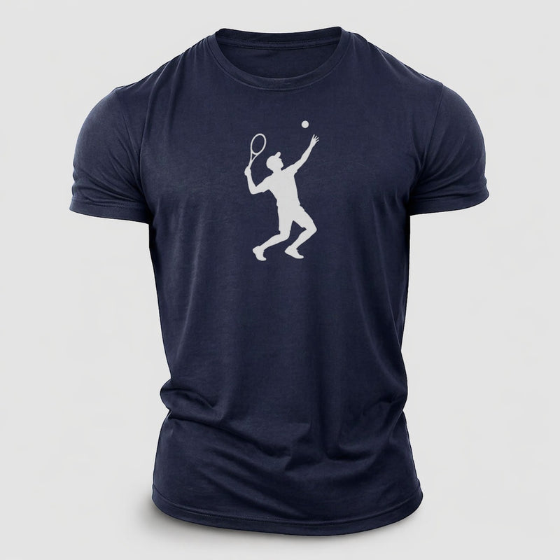 Tennis Player Serving Powerful Shot Cotton T-Shirt
