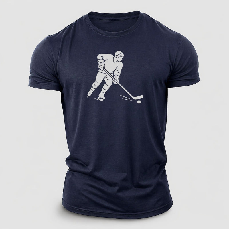 Ice Hockey Player Shooting Puck Cotton T-Shirt