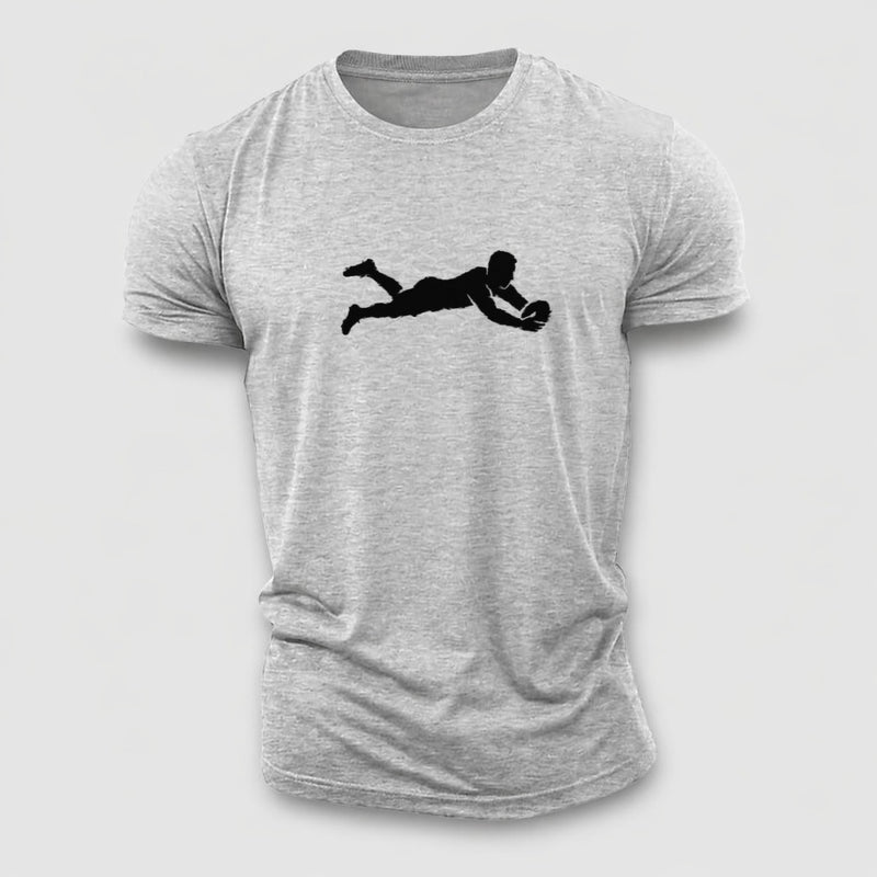 Rugby Player Diving For Try Cotton T-Shirt