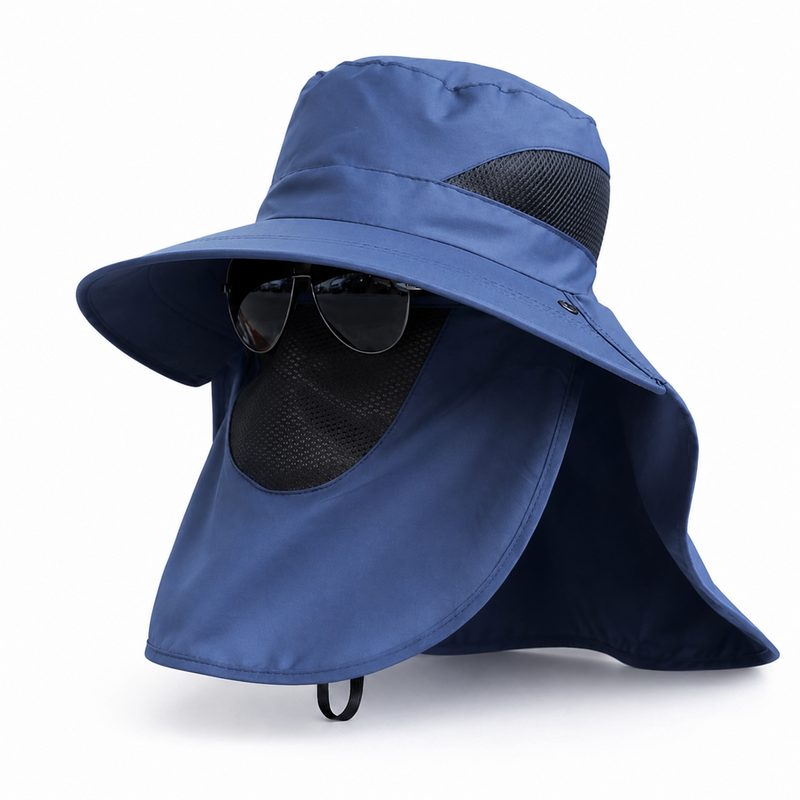 Men's UV Protection Bucket Hat with Detachable Face Mask