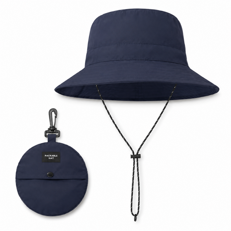 Waterproof Packable Bucket Hat with Chin Strap