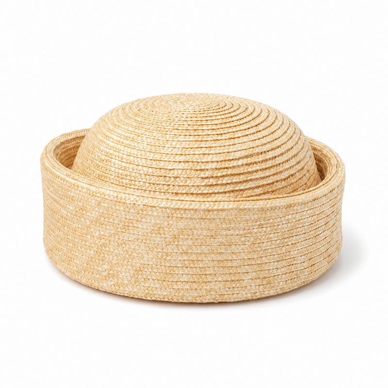 British Retro Foldable Raffia Pillbox Hat