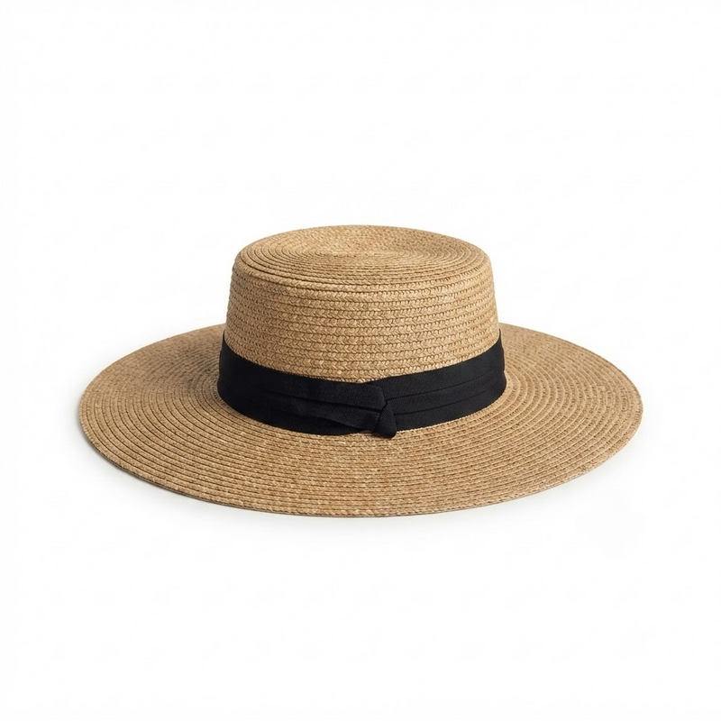 French-Style Wide-Brim Straw Sun Hat