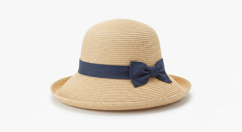 Foldable Straw Sun Hat with Bow - Breathable Beach Hat
