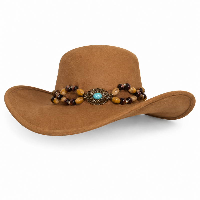 Bohemian Western Cowboy Hat for Women - Summer Prairie Sun Hat